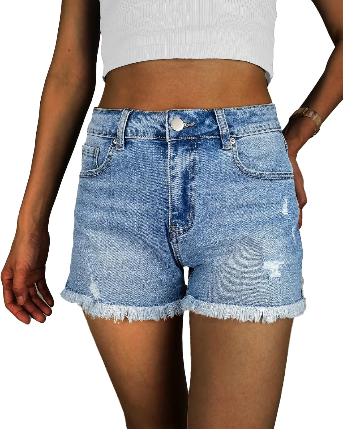 VAYEAH Jean Shorts Womens High Waisted Stretchy Ripped Denim Shorts