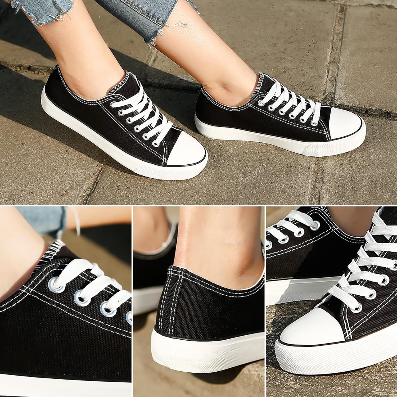 ZGR Women's Canvas Low Top Sneaker Lace-up Classic Casual Shoes for Women